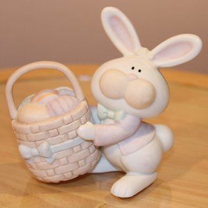 Vintage Easter Bunny pastel bisque decor figurine